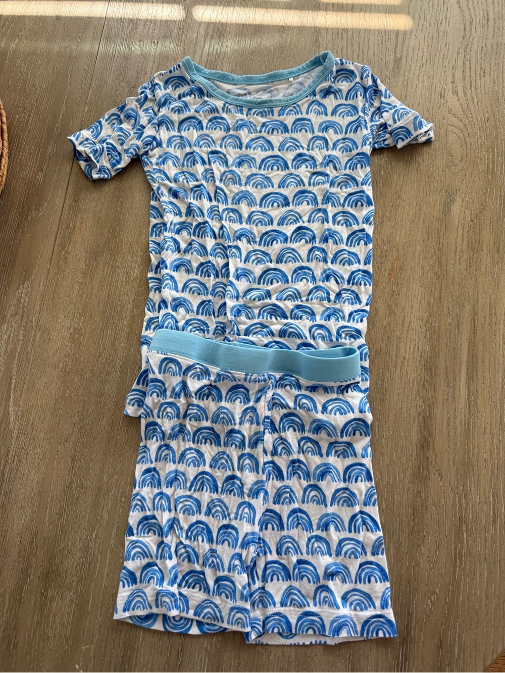 Little Sleepies 4T Kids Blue Rainbow-Print Pajama Set